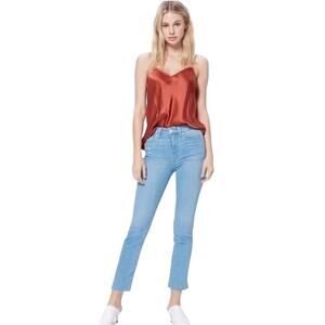 Paige Hula Distressed Jeans 24 Light Wash Denim Side Slit
